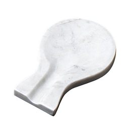 Creative Home 7.9" L x 5.4" W Natural Creamy White Marble Spoon Rest