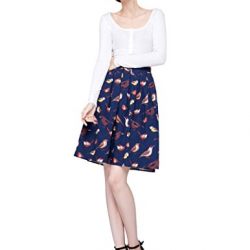 GRACE KARIN Pleated Swing Skirt For Women A Line Midi Length Size M