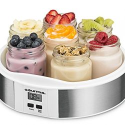 Gourmia Digital Yogurt Maker - 7 Glass Jars - Customize Flavor & Thickness - Free Recipe Book Included