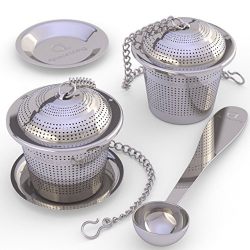Apace Loose Leaf Tea Infuser (Set of 2) with Tea Scoop and Drip Tray