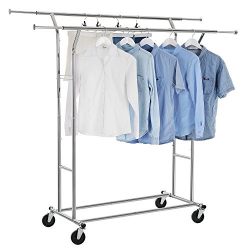 Double Rail Clothes Racks Commercial Grade Height Adjustable Heavy Duty clothing Garment Racks for Boutiques