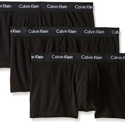 Calvin Klein Men's Underwear Cotton Stretch 3 Pack Low Rise Trunks, Black, Large