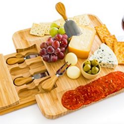 Charcuterie Platter and Serving Meat Board with Slide-out Drawer
