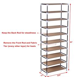 10-Tier Shoe Tower Rack with Cover 27-Pair Space Saving Shoe Storage Organizer Moch
