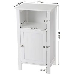 Bathroom Floor Storage Cabinet with Single Door Adjustable Shelf White