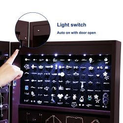 Jewelry Cabinet Lockable Standing Jewelry Armoire Organizer with Mirror 2 Drawers