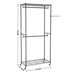 Heavy Duty Garment Rack with 2 Hanging Rods,2 Adjustable Shelves