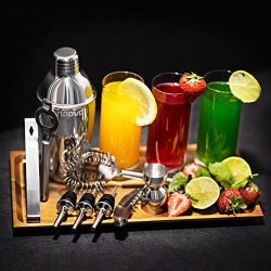 Home Cocktail Bar Set by Naava – Stainless Steel 10 Piece Mixology Tool Kit