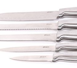 Oster Baldwyn 22-Piece Cutlery Block Set – Premium Stainless Steel Knives with Brushed Satin Finish
