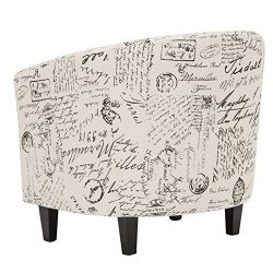 Modern Contemporary Upholstered Barrel Accent Chair w/ Ottoman