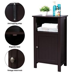Bathroom Floor Storage Cabinet Adjustable Shelf Espresso