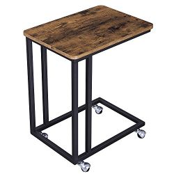 Mobile Snack Side End Table for Coffee Laptop Tablet Slides Next to Sofa