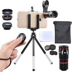 Apexel 5 in 1 Camera Lens Kit - Telephoto + Fisheye + Wide Angle & Macro