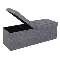 Fabric Storage Ottoman Bench with Lift Top, Storage Chest Foot Rest Stool