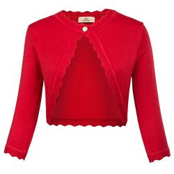 GRACE KARIN 3/4 Sleeve Women Cardigan Bolero Shrug For Dress Red, M