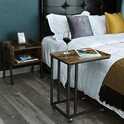 Mobile Snack Side End Table for Coffee Laptop Tablet Slides Next to Sofa