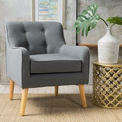 Fontinella Mid Century Tufted Back Fabric Arm Chair (1, Charcoal)
