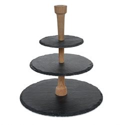 Boska Holland Cheese Tower, 3 Tier Serving Tray, Slate and Oak Wood