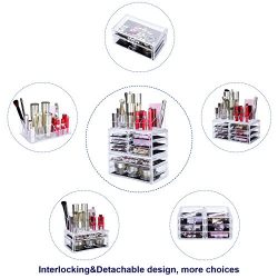 Makeup Organizer 8 Drawers Cosmetic Storage 3 Pieces Set Jewelry Display Case with 16 Top Compartments
