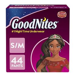 GoodNites Bedtime Bedwetting Underwear for Girls, S-M, 44-Count, Disney
