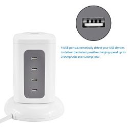 Station Tower: 6-Outlet Surge Protector with 4 USB Charging Ports