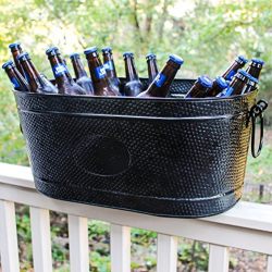 Heavy-Duty Black Galvanized Creighton Pebbled Beverage Tub