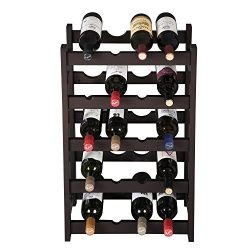 SONGMICS Wood 20-Bottle Wine Display Rack Free Standing Bottles Storage Shelf