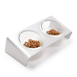 4CLAWS Elevated Cat Feeder With Glass Bowls