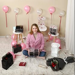 Makeup Organizer 8 Drawers Cosmetic Storage 3 Pieces Set Jewelry Display Case with 16 Top Compartments