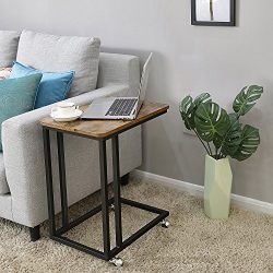Mobile Snack Side End Table for Coffee Laptop Tablet Slides Next to Sofa