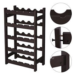 SONGMICS Wood 20-Bottle Wine Display Rack Free Standing Bottles Storage Shelf