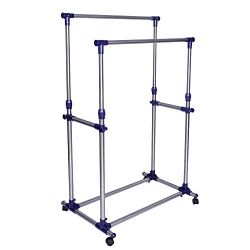 Double Rod Garment Clothing Rack on Wheels Clothes Racks for Hanging Clothes