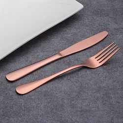 Berglander Stainless Steel Copper Color Flatware Set Rose Gold, 20 Piece