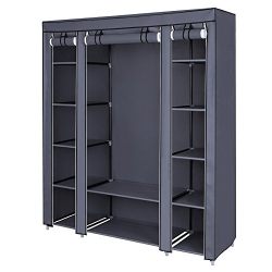 Portable Clothes Closet Wardrobe Storage Organizer with Non-woven Fabric, Quick and Easy to Assemble
