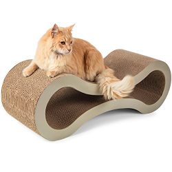 Paws & Pals 32”x11”x11” Inches Pet Cat Scratcher and Lounger – Beige