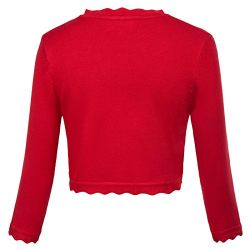 GRACE KARIN 3/4 Sleeve Women Cardigan Bolero Shrug For Dress Red, M