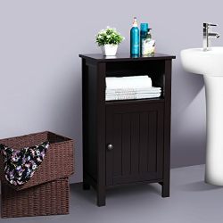Bathroom Floor Storage Cabinet Adjustable Shelf Espresso