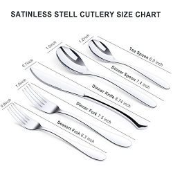 Kitchen Cutlery Set, Pofesun 30-Piece Stainless Steel Flatware Sets