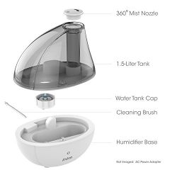 MistAire Silver Ultrasonic Cool Mist Humidifier