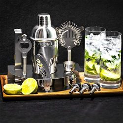 Home Cocktail Bar Set by Naava – Stainless Steel 10 Piece Mixology Tool Kit