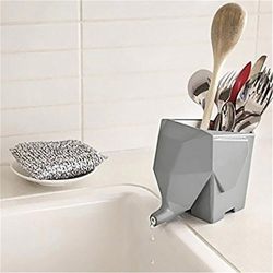 Cute Elephant Design Plastic Cutlery Drainer Storage Holder Box