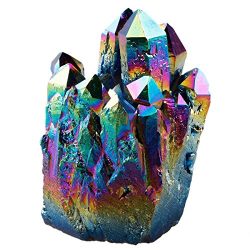 Rainbow Aura Titanium Coated Crystal Cluster
