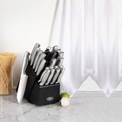 Oster Baldwyn 22-Piece Cutlery Block Set – Premium Stainless Steel Knives with Brushed Satin Finish