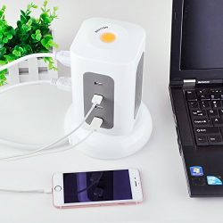 Station Tower: 6-Outlet Surge Protector with 4 USB Charging Ports