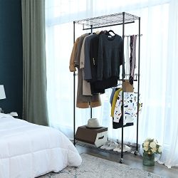 Heavy Duty Garment Rack with 2 Hanging Rods,2 Adjustable Shelves