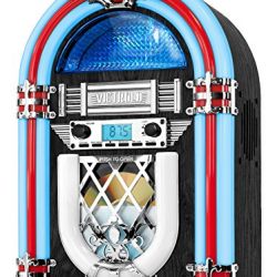 Retro Desktop Jukebox with CD Player, FM Radio, Bluetooth, and Color Changing LED Lights