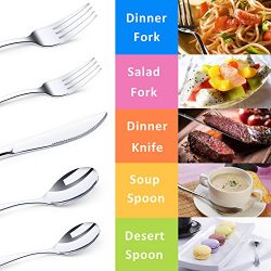 Kitchen Cutlery Set, Pofesun 30-Piece Stainless Steel Flatware Sets