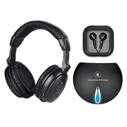 Innovative Technology Wireless Headphones with Wired Transmitter, Black