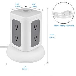 Station Tower: 6-Outlet Surge Protector with 4 USB Charging Ports