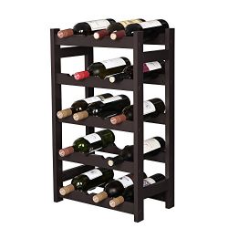SONGMICS Wood 20-Bottle Wine Display Rack Free Standing Bottles Storage Shelf